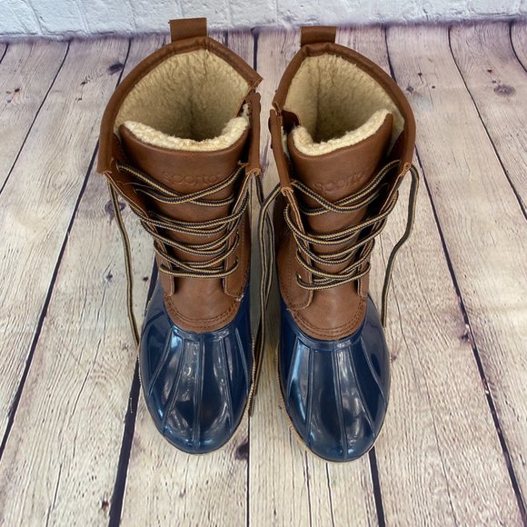 Sporto Sawyer Lace Up Rain Boots Brown/Blue - Picture 3 of 9